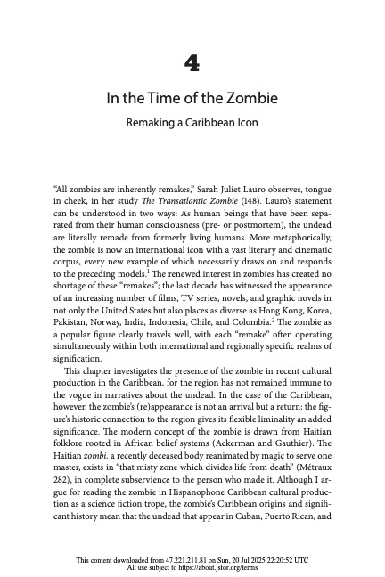 In the Time of the Zombie: Remaking a Caribbean Icon